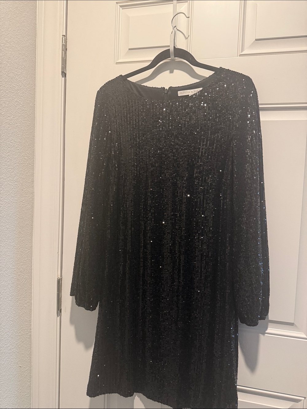 Preston and York Black Sequined Shift Dress -